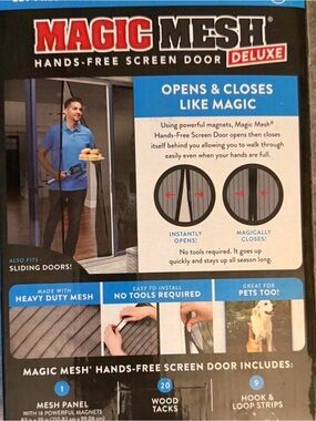 Magic Mesh Deluxe screen door with 18 powerful magnets, 83" x 39"